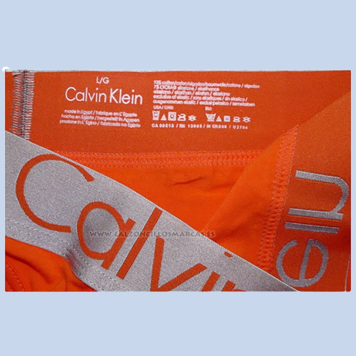 Slip Calvin Klein Hombre Steel Blateado Naranja